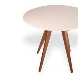 Mesa de Jantar Redonda Base Triedge em Madeira Maciça - 90 Cm - Off White - 2