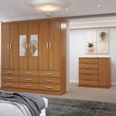 Ver imagem 5 de Guarda-roupa Casal Tyler 6 Portas 9 Gavetas e Espelho com Cômoda 1 Porta 5 Gavetas Cinamomo - Panora