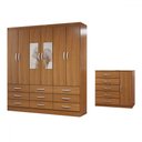 Ver imagem 3 de Guarda-roupa Casal Tyler 6 Portas 9 Gavetas e Espelho com Cômoda 1 Porta 5 Gavetas Cinamomo - Panora