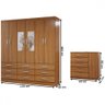 Guarda-roupa Casal Tyler 6 Portas 9 Gavetas e Espelho com Cômoda 1 Porta 5 Gavetas Cinamomo - Panora - 4