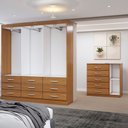 Ver imagem 6 de Guarda-roupa Casal Tyler 6 Portas 9 Gavetas e Espelho com Cômoda 1 Porta 5 Gavetas Cinamomo - Panora