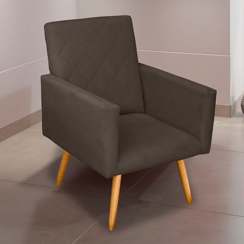 Poltrona Decorativa Nina Suede Marrom - MV Estofados Shop