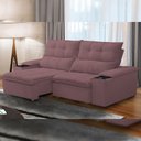 Ver imagem 1 de Sofá Retrátil Reclinável para Sala de Estar Living 210cm Ártico F04 Veludo Lilás - Lyam Decor
