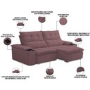 Ver imagem 3 de Sofá Retrátil Reclinável para Sala de Estar Living 210cm Ártico F04 Veludo Lilás - Lyam Decor