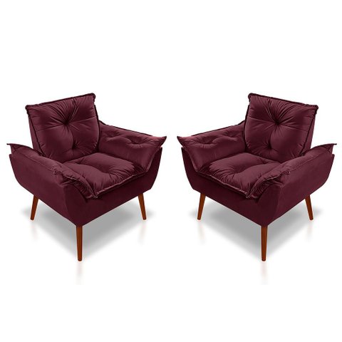 Kit 02 Poltrona Opala Decorativa Suede