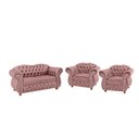 Ver imagem 1 de Conjunto Chesterfield Merlo Namoradeira c/ 2 Poltronas - Veludo Rosa / decoração, recepção, sala tv 
