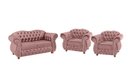 Ver imagem 1 de Conjunto Chesterfield Merlo Namoradeira c/ 2 Poltronas - Veludo Rosa / decoração, recepção, sala tv 