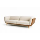 Ver imagem 2 de Sofá 3 Lugares 240cm Linha Premium Compose Bouclê Off-White Corino Caramelo