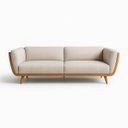 Ver imagem 7 de Sofá 3 Lugares 240cm Linha Premium Compose Bouclê Off-White Corino Caramelo