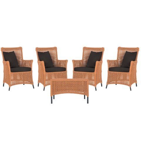 4 Poltronas e 1 Mesa Igapó em Alumínio Pintura Preta Corda Náutica Estofado 9
