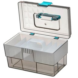 Maleta Organizadora Crippa Multiuso Maquiagem Medicamentos Itens Odontológicos Fumê e Azul - 2