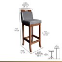 Ver imagem 2 de Kit 3 Banquetas Média Estofadas com Encosto Milão Madeira Castanho Suede Cinza CCS