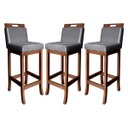Ver imagem 1 de Kit 3 Banquetas Média Estofadas com Encosto Milão Madeira Castanho Suede Cinza CCS