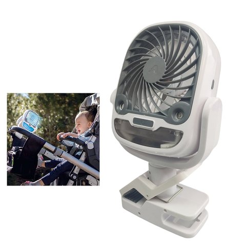 Ventilador de Mesa Umidificador Agua Bateria Recarregavel Usb Gancho Garra 3 Velocidades Portatil Gi