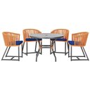 Ver imagem 1 de Mesa com 4 Cadeiras de Jantar Roma 100cm e Noronha em Aluminío Preto Corda Nautica Estofado 10 Trama
