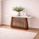 Ver imagem 3 de Mesa para Sala de Jantar 180cm Tampo de Vidro Pitanga Natuame Madeira Off White