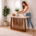 Ver imagem 5 de Mesa para Sala de Jantar 180cm Tampo de Vidro Pitanga Natuame Madeira Off White
