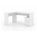Ver imagem 1 de Mesa Canto p/Escritório ME4129 c/ 2 Gavetas Branco - Tecno Mobili