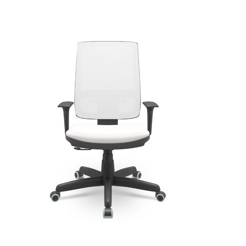 Cadeira Plaxmetal Brizza Presidente Tela Branca Assento Vinil Branco Base Aço Relax