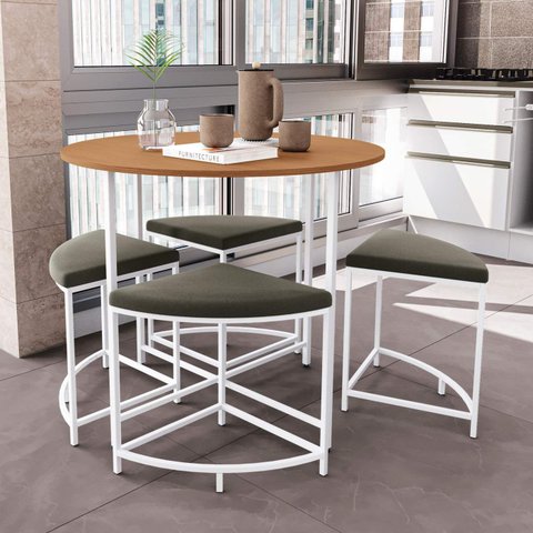 Mesa com Bancos Estofados Li038 Kappesberg Industrial
