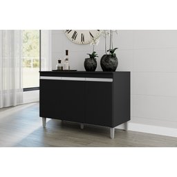 Balcão de Cozinha c/ Tampo Manu 120cm Cor Preto - AJL Móveis - 1