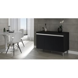 Balcão de Cozinha c/ Tampo Manu 120cm Cor Preto - AJL Móveis - 2