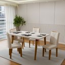Ver imagem 1 de Mesa de Jantar 4 Lugares Adele Off White/Nude - Panorama Móveis