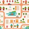 Papel de Parede Adesivo Cidade e Pistas em Tom Pastel 3m - 1