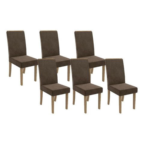 Cadeira de Cozinha 2cad142ng Kit 6 Un Nogueira/suede Marrom A033 - Kappesberg