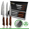 Kit Jogo de Facas de Cozinha Profissional Antiaderente 3 Peças Inox Titanium - 3