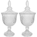 Ver imagem 1 de Kit 2 Bomboniere Potiche de Cristal Baleiro com Pé e Tampa Dublin Lyor Decorativo Transparente