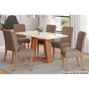 Ver imagem 1 de Sala de Jantar Completa Lins C/ Tampo Madeirado C/ Vidro Curvo 160x90cm e 6 Cadeiras Malu Nature/