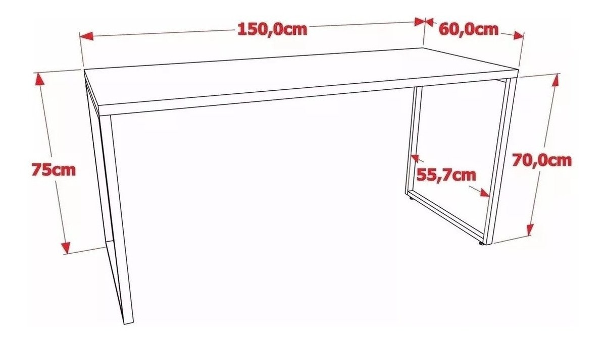 Mesa Para Computador Diretor Estilo Industrial 1,50m Kuadra - 5