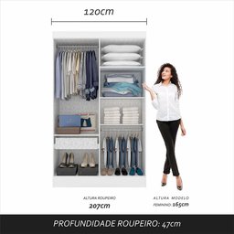 Guarda Roupa 4 Portas Solteiro Mayra Branco - Móveis Arapongas Branco - 6