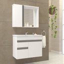 Ver imagem 4 de Conjunto Gabinete Suspenso com Pia e Espelheira 60cm Branco Napoli