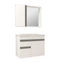 Ver imagem 2 de Conjunto Gabinete Suspenso com Pia e Espelheira 60cm Branco Napoli