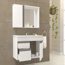 Ver imagem 5 de Conjunto Gabinete Suspenso com Pia e Espelheira 60cm Branco Napoli