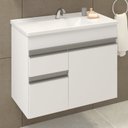 Ver imagem 6 de Conjunto Gabinete Suspenso com Pia e Espelheira 60cm Branco Napoli