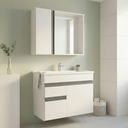 Ver imagem 1 de Conjunto Gabinete Suspenso com Pia e Espelheira 60cm Branco Napoli