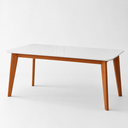 Ver imagem 2 de Mesa de Jantar Paris Madeira Maciça 160x90cm Tampo Retângular Vidro Móveis Minas Off White
