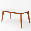 Ver imagem 1 de Mesa de Jantar Paris Madeira Maciça 160x90cm Tampo Retângular Vidro Móveis Minas Off White