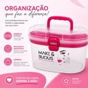 Ver imagem 3 de Maleta Maquiagem Frasqueira Organizadora Cosmesticos Bandeja Removivel Caixa Multiuso Porta Acessori