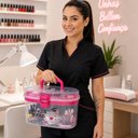 Ver imagem 5 de Maleta Maquiagem Frasqueira Organizadora Cosmesticos Bandeja Removivel Caixa Multiuso Porta Acessori