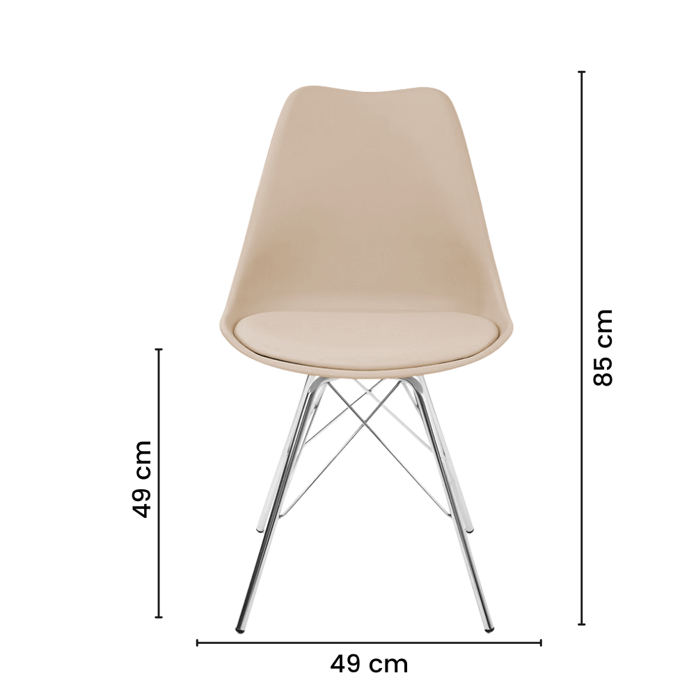 Kit 4 Cadeiras Eames Leda Estofada Fendi Tower Cromado - 7