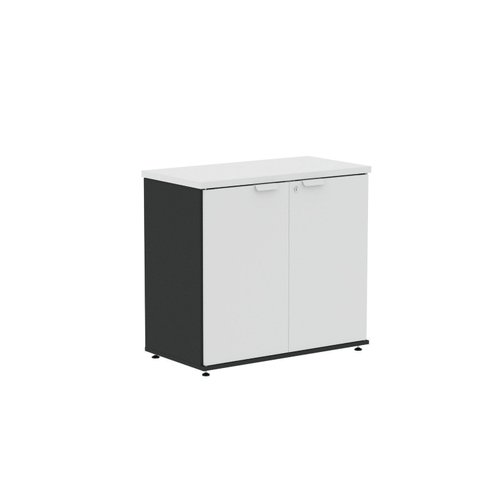 Armário Baixo para Escritório P25 com 2 Portas Preto/Branco