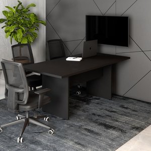 Mesa de Reunião Escritório 180cm X 80cm Pés Painel F5 Office Cor:preto
