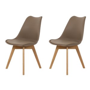 Kit 2 Cadeiras para Jantar Cozinha Saarinen Leda Design Wood Base Madeira Nude