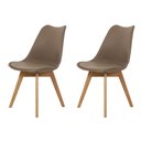 Ver imagem 1 de Kit 2 Cadeiras para Jantar Cozinha Saarinen Leda Design Wood Base Madeira Nude