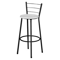 Banqueta Alta Para Cozinha Ratan Preta Cristal  - 1