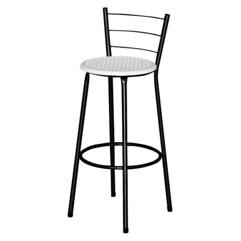 Banqueta Alta Para Cozinha Ratan Preta Cristal 